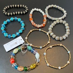 Lot of 8  beaded fashion bracelets stretch elastic